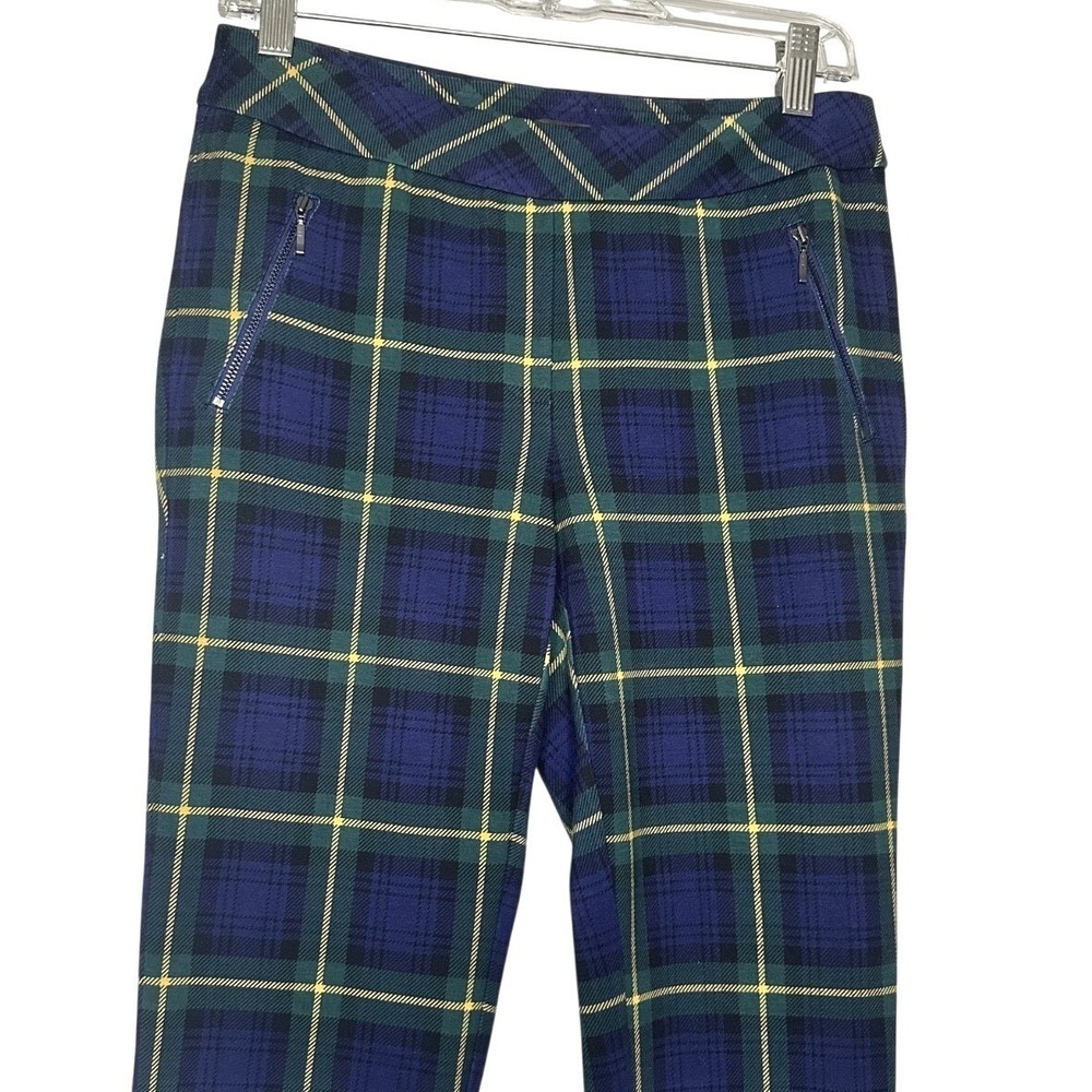 J. McLaughlin green plaid dressy ankle‎ pants tapered preppy women's size 2